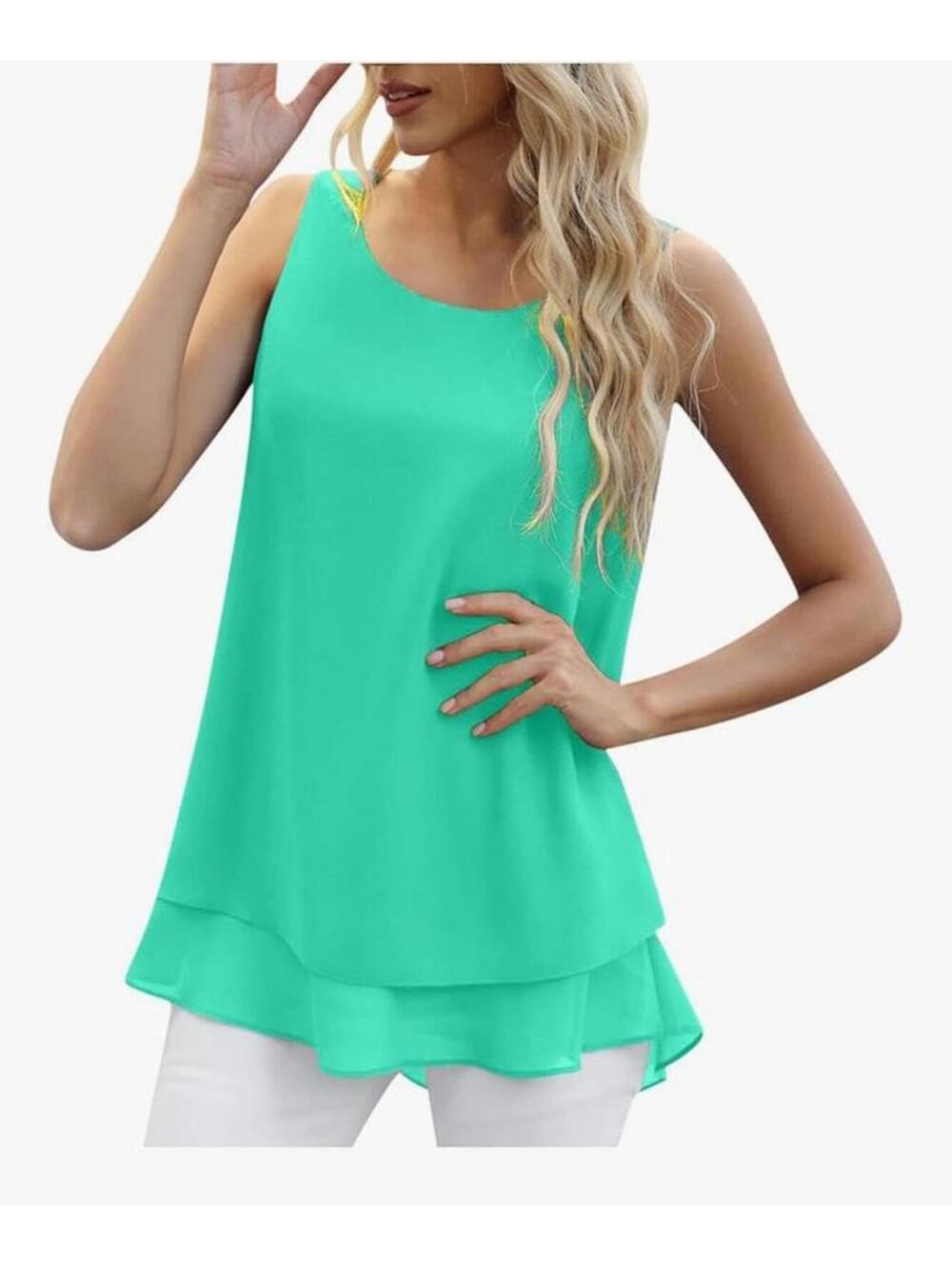 Jouica Sleeveless Layered Chiffon Tank Top